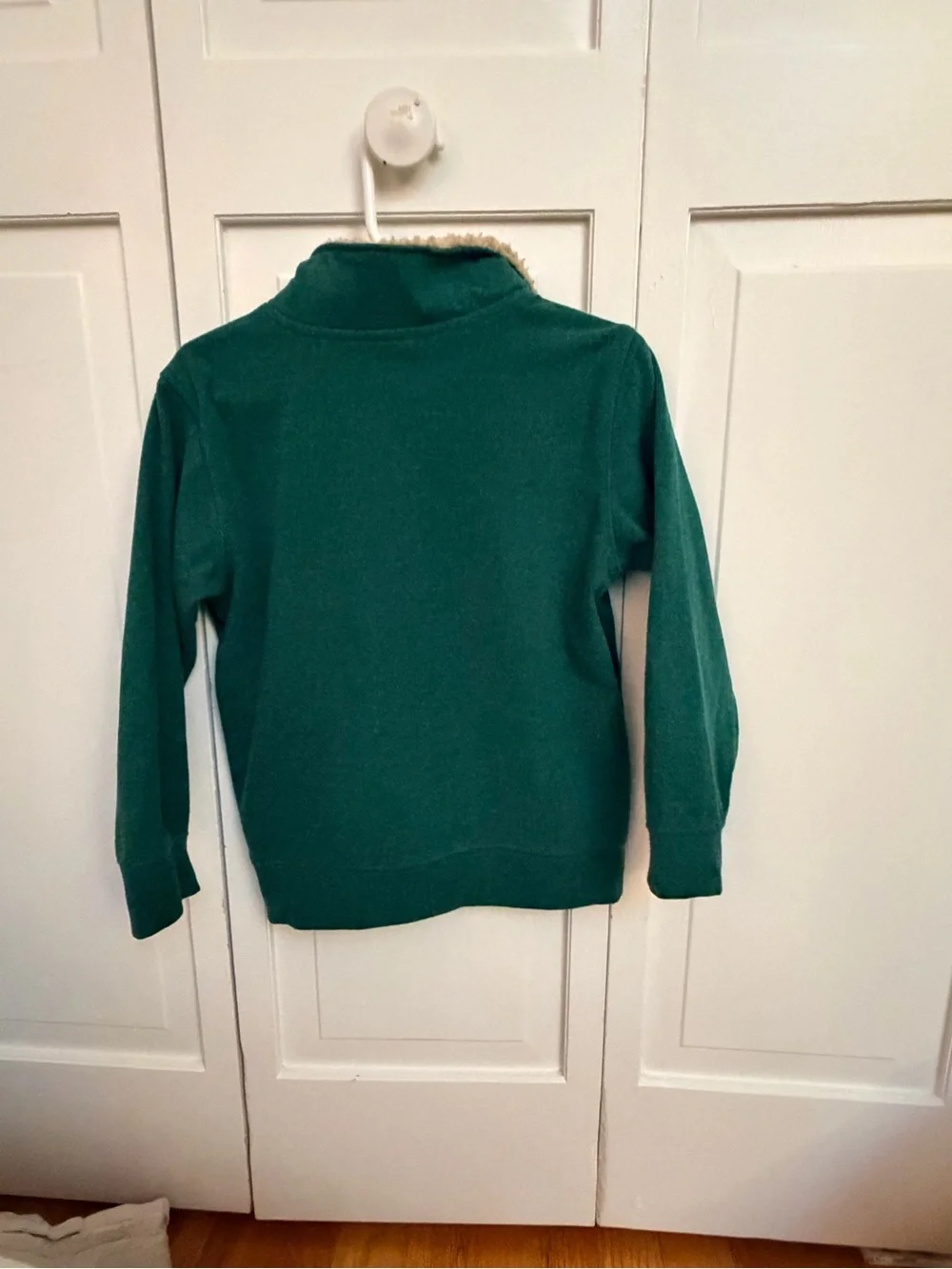 Carter's Teal Green Quarter-Zip Sweater with Cream Sherpa Collar